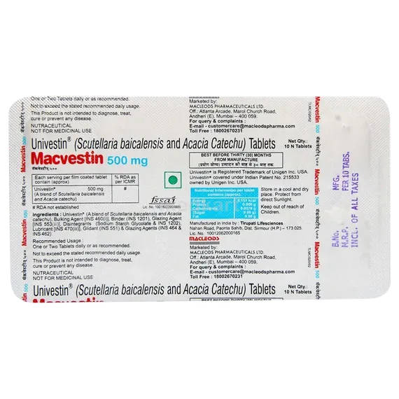 macvestin 500mg tablet 10's